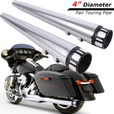 Tubo de escape silenciador antideslizante de 4" para Harley Touring Road King Electra Glide 95-16 Foto 1 de 4