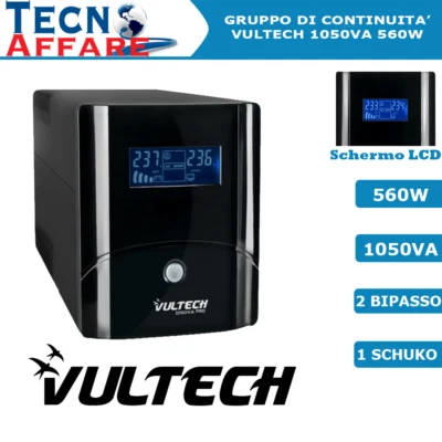 Gruppo di Continuità UPS 1050VA 560W Stabilizzatore Pc DVR Vultech UPS1050VA-PRO - Image 1 of 4