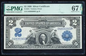 FR.251 1899 $2 SILVER CERTIFICATE PMG67 EPQ SUPERB GEM CU POP 5/0 - Picture 1 of 2