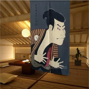 Tradition Ukiyoe Men Print Door Curtain Room Doorway Divider Tapestry Hanging - Picture 1 of 4