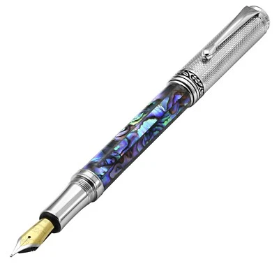 Pluma Estilográfica Xezo Maestro Pāua Abulón Sea Shell Mediana, Cromada. Hecho a mano Foto 1 de 4