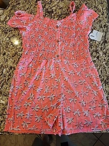 NWT Arizona Jean Co Girls Shorts Pink Palm Tree Print Size L 14.5 - 16.5 Plus - Picture 1 of 9