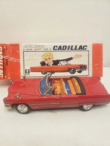 Japón Bandai Batería de Hojalata Cambio de Engranajes Años 60 Op Cadillac Convertible Caja Original - Imagen 1 de 12