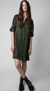 Vestido Zadig Voltaire Rack Satinado Verde Grande Nuevo con Etiquetas $458 - Imagen 1 de 7