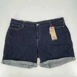 Nuevos pantalones cortos de jean Levis para mujer de longitud media con puños elásticos lavado oscuro talla grande 24W - Imagen 1 de 6