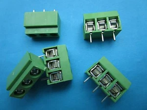 50 pcs Green 5.0mm 3 pin Screw Terminal Block Connector Wire Protector DC126V - Picture 1 of 5