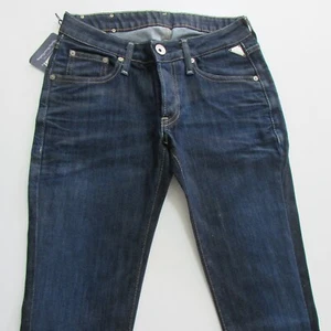 Replay Jeans Womens W26 L32 Blue Skinny Low Rise Denim Button Fly - Picture 1 of 12