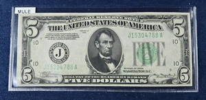 Fr.1956m-J 1934 Kansas City $5 Federal Reserve Note VF+ Mule - Picture 1 of 5