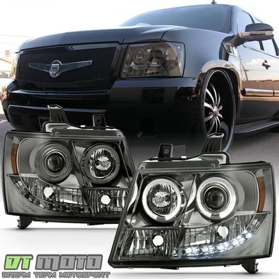 [Lente de tinte ahumado] 07-14 Suburban Tahoe Avalanche Halo Proyector Faros LED Foto 1 de 4