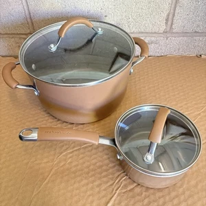 Juego de utensilios de cocina de porcelana Rachael Ray 6qt y 1qt olla marrón 4 piezas - Imagen 1 de 6