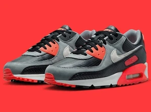 Nike Air Max 90 PRM 'Black Red Wolf Grey’ Men’s Size US 12 Casual Sneakers New✅ - Picture 1 of 8