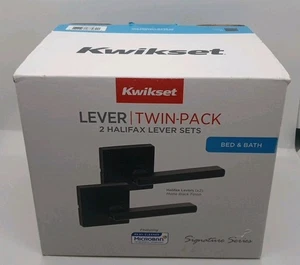 Neu Kwikset Halifax Türdrücker Doppelpack Signature Series mattschwarze Oberfläche - Bild 1 von 4