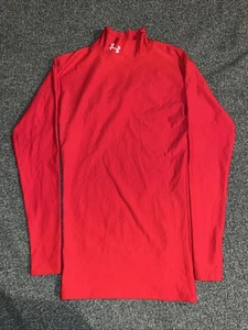 NEW Vintage Under Armour Compression Top Mens Xs Red Mock Stretch Nylon Blend - Picture 1 of 3