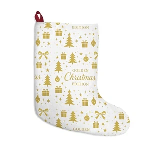 Golden Christmas Pattern Stocking | Holiday Ornament Décor - Picture 1 of 5