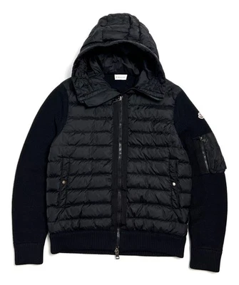 Auth Men's MONCLER Tricot Cardigan Down Puffer Logo Hooded Jacket - XL - Image 1 of 4