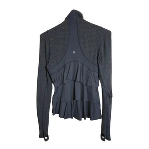 Lululemon Jacket Women 4 Yogi Dance Ruffle Coal Grey Mini Check Pique Athleisure - Picture 1 of 12