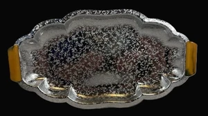 VTG Glo-Hill Stainless Serving Tray with Yellow Brown Blend Bakelite Handles - Picture 1 of 8