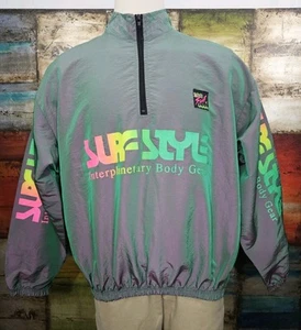 Vintage 1990s Surf Style Windbreaker Interplanetary Body Gear Iridescent Jacket - Picture 1 of 15