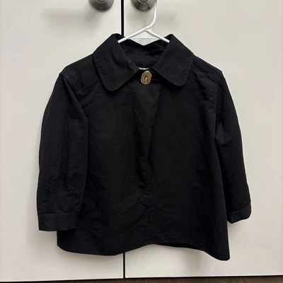 Blusa Marimekko Manga Corta Placa Dorada Botón - Negra - Talla 42 Foto 1 de 4