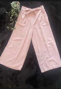 New look pink palazzo Trousers 3/4 Length Excellent Condition Sz 10 - Picture 1 of 3