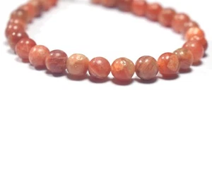 Genuine Sunstone Gemstone 8MM Round Bead Handmade Adjustable Bracelet 6" For Her - Picture 1 of 6