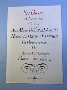 Sei Partie A Liuto Solo Dedicate Maestra Di Sofia Prussia Adam Falkenhagen Lute - Picture 1 of 2