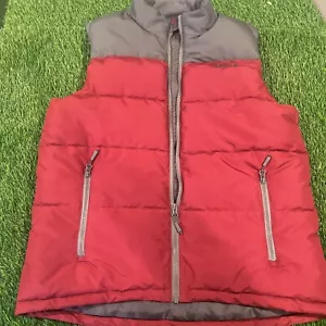 ORVIS Giubbotto imbottito uomo taglia media bicolore rosso bolla/grigio giacca full zip - Foto 1 di 10