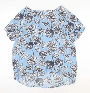 H&M Womens Blue Floral Viscose BlendT-Shirt Size 12 - Picture 1 of 12