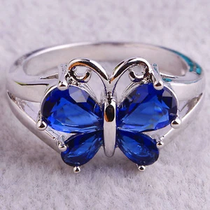Butterfly Sapphire Quartz Gems Silver Jewelry Women Ring W/Pramid Candle - Picture 1 of 4