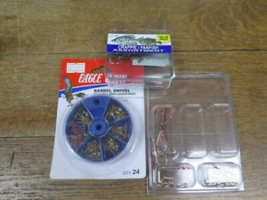 3 ITEMS LOT Eagle Claw Barrel Swivel 24PK CRAPPIE PANFISH & ASSORT HOOKS - Picture 1 of 10