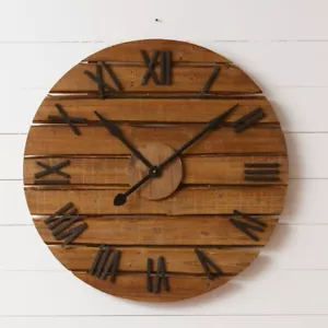 Rustic new Wood Slat Wall Clock with Distressed finish - 31 inch - Picture 1 of 1