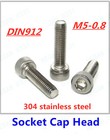 M5-0.8 Allen Socket Cap Head Screw Bolt 304 Stainless & Black alloy steel DIN912