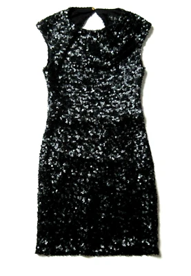 NWT Rachel Zoe Knott in Black Faux Vegan Leather Sequin Open Back Dress 6 $495 - Image 1 of 4