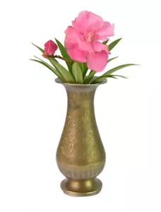 Small Hand Engraved Floral Design Brass Flower Vase For Home Decoration. G7-1039 - Picture 1 of 9