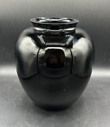 Large Black Amethyst Glass 7.5" Rotund Vase