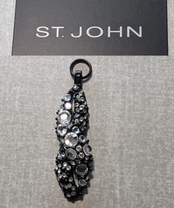 St John Knits Ice Crystal Caviar Black Logo Zipper/Slider Pull - Picture 1 of 2