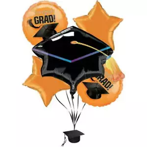 PMU Graduation "Congrats Grad" Foil Balloon Bouquet Pkg/5 - Picture 1 of 14