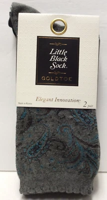 GOLDTOE 女式 LITTLE BLACK SOCK Elegent Innovations 绿松石/佩斯利 6-9 码 — 第 1/3 张图片