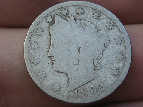 1892 Liberty Head V Nickel 5 Cent Piece- Good/VG Details, Full Date Cover
