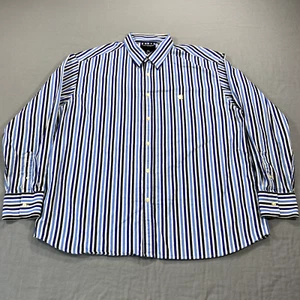Rocawear Shirt Mens 2XL XXL White Blue Pin Long Sleeve Button Up Casual Y2K - Picture 1 of 12