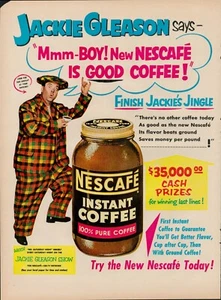 Anuncio impreso vintage Coffee Instant Nescafe 1953 años 50 Jackie Gleason luna de miel - Imagen 1 de 9