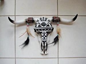 Bull Bison Steer Skull Horns Eagle Head Southwest Indian Buffalo Wall Decor - Picture 1 of 4