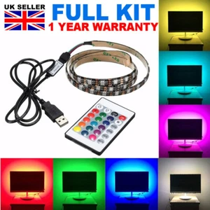 USB 1M-5M LIGHT RGB COLOR 5050 LED STRIP LIGHT PC BACKLIGHT FOR LAP TV XBOX PS4 - Picture 1 of 13