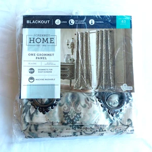 JCPenney Home One Grommet Panel Blaine 50 x 63 in. Seagrass Multi - Picture 1 of 2