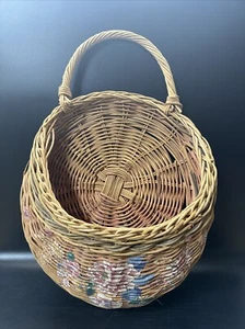 Wicker And Birch Tree Bark Wall Or Door Hanging Basket Farmhouse Rustic Fall - Picture 1 of 11