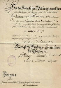 Autographen Prüfungs Kommission für Theologen 1914 Dibelius Ihmels Rendtorff - Picture 1 of 2