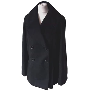 Fenn Wright Manson FWM Black 100% Wool Winter Jacket Double Breasted Coat UK 12 - Picture 1 of 12