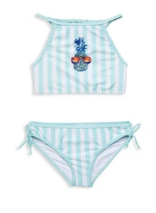 Girl's Bathing Suit Swimsuit 2-Piece Striped Bikini Set Girls 14 Nordstrom Saks - Picture 1 of 1