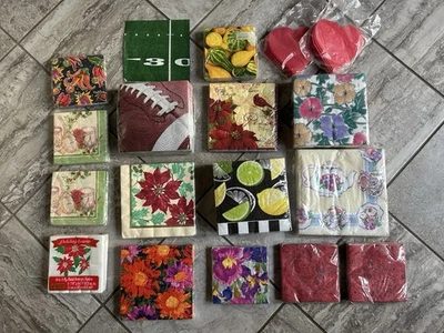 NUEVO-18 Paquete Servilletas de Papel Tipo Sello-2 Tamaños-Navidad Floral, Deportes GRATIS COPAS Foto 1 de 4