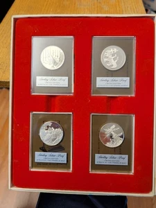 1973 FRANKLIN MINT "HOLIDAY" 4 VERSCHIEDENE MEDAILLEN SET STERLINGSILBER PROOF ZERTIFIKATE - Bild 1 von 6
